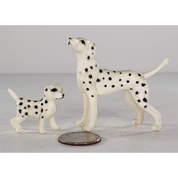 Vintage Dalmatian Figurines Mom Puppy Hard Plastic - Picture 1 of 5